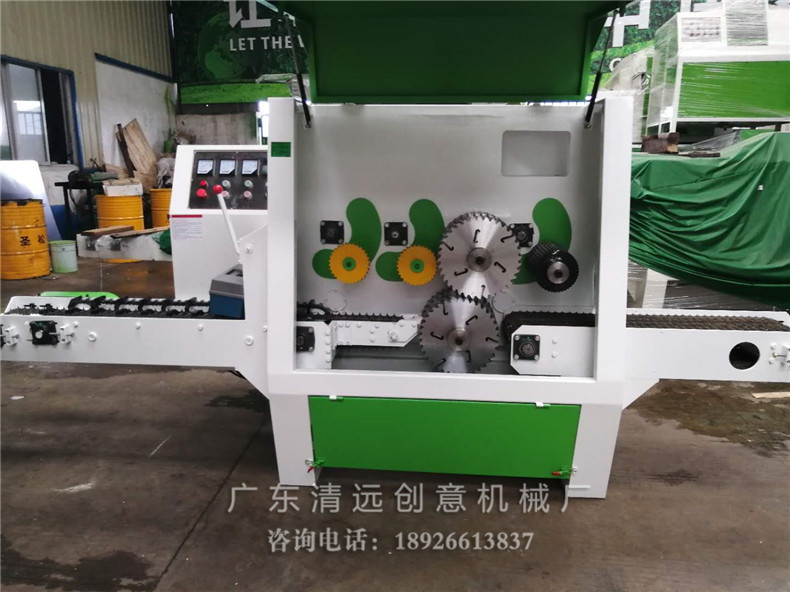 指接板廠多片鋸加工使用臥式圓木多片鋸環(huán)保，此機(jī)器機(jī)體封閉，噪音小，不會(huì)造成塵土飛揚(yáng)