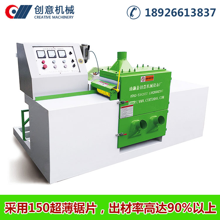 方木多片鋸上下軸采用超薄鋸片，出材率高達90%以上。同等鋸切厚度條件下，上下軸方料多片鋸機器價格比單軸要便宜